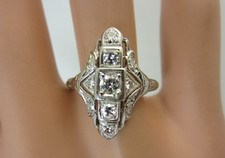 Vintage Antique Platinum 0.50 ct Diamond Ring Art Deco 14k Shank picture