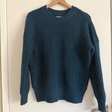 Sonoma Womens Teal Blue Shaker Stitch Crewneck Sweater Large Granolagirl Fall picture