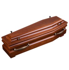 Beautiful  Wood Casket with Gold Cross and Handles Funeral Ashes Urn for Adult picture