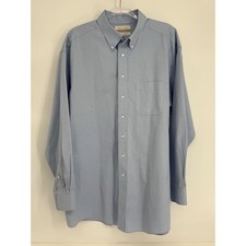 Roundtree & Yorke Gold Label Mens Blue Cotton Pinpoint Dress Shirt Sz 17/35 picture