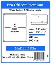 200 Pro Office Premium Round corner Self Adhesive Blank Shipping Labels 2/Sheet picture