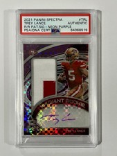 2021 Panini Spectra Radiant Rookie Patch Signatures Trey Lance Neon Purple /20 picture