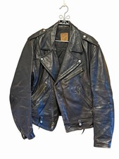 Vintage 40s/50s Taubers of California Horsehide Leather Motorcycle Jacket -Sz 46 picture