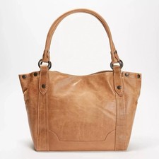 Frye Melissa Shoulder Bag NWT Beige Distressed Leather Tote $358 picture