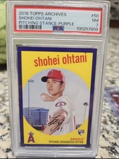 Topps 2018 Archives Shohei Ohtani Angels 1959 Design Purple #50 RC Auto /175 PSA picture