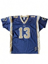 Vintage Reebok St Louis Rams Kurt Warner #13 Stitched Jersey Sz 54 Navy Gold NFL picture