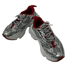 Christian Louboutin So Flo Sneakers Laminated Calf Silver Red EU35.5/US5.5 picture