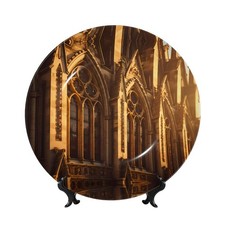 Old Building Print Bone China Decorative Plate Ceramic Dinner Plates picture