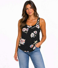 Joie Annabeth 100% Silk Floral Tank Top Grunge Fairy / Fairycore Black Pink Scoo picture