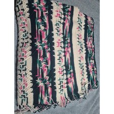 Vintage late 80's early 90's Mosaic Crocheted Afghan 102