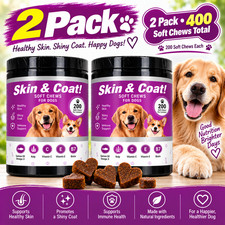 Dog Skin & Coat Soft Chews Omega 3 Salmon Oil Biotin Supplement 400 Ct 2 Pack picture