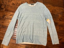 Vince Light Blue Linen Layered Crew Neck Sweater, Size Large picture