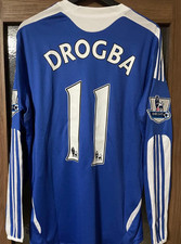 Chelsea 2012-13 Home Jersey Drogba #11 Adidas Long Sleeve EPL Patches L Rare picture