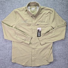 Kuiu Mesa Shirt Mens Large Khaki Performance Fishing Vented Long Sleeve Snap Up picture