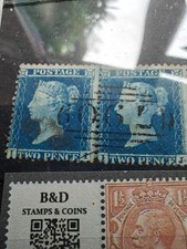 antique Victorian rare joined penny blue stamps picture