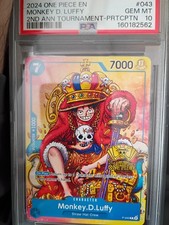 PSA 10 ONE PIECE MONKEY D. LUFFY P-043 CONVENTION PROMO MINT FRESH BACK FROM PSA picture