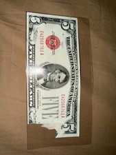 1928 B Five Dollar $5 Bill Red Seal United States Note CIRCULATED E/A Block picture