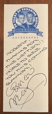 DEAN TORRENCE of JAN & DEAN Signed 3 3/4 X 9 note picture