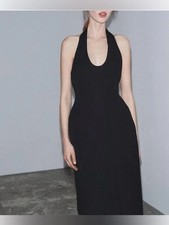 Zara Black Halter Structured Dress Size Small picture