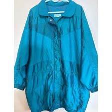 Vintage Lady Lavon Teal Green Iridescent Windbreaker Jacket 90s Retro 2X Mens picture