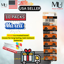 10 Piece LR44 Maxell Coin  Alkaline Battery AG13 A76 357 L1154 Expire Date 2032+ picture