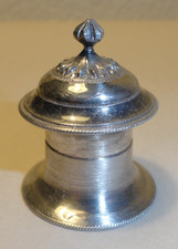 Traditional Sindoor Kumkum Trinket Box Ornate Lid Antique Sterling Silver picture