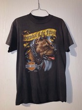 Vintage 90's Harley Davidson 1991 Pitbull Survival Of The Fittest Mens Size M picture