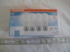 (4) NEW Sylvania 60w LED A19 Light Bulbs Bright White 3500K  /  Non-Dimmable picture