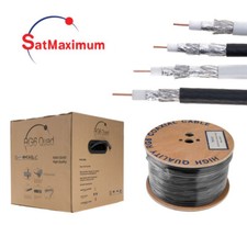 RG6 Cable Coaxial 500ft 1000ft Bulk Coax Dual/Quad Outdoor 18AWG Black/White LOT picture