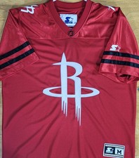 STARTER Houston Rockets NBA Men's Sz Medium Heritage Football Jersey Red NEW  picture