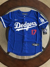 sNWT Shohei Ohtani Dodgers Kids Large Blue Away Jersey Stitched #17 picture