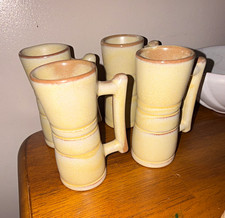 Frankoma 26DC Stoneware Mugs Set of 4 12 oz Beige/Brown With Handle picture
