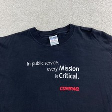 Vtg Compaq T-Shirt Mens XL Black Mission is Critical Tech Promo Tee picture