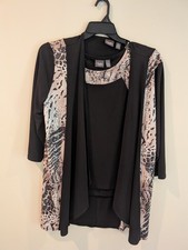 Chico's, Size 2, Women's Black And Grey Tank And Cardigan Set. picture