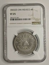 MEXICO 1843 ZsOM 4 REALES NGC VF25 picture