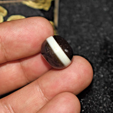Ancient Tibetan Himalayan Round Banded Agate Stone Medicine Bead picture