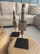 Rustic Abstract Primitive Style Wooden Sculpture Dark wood, 2 Styles Available picture
