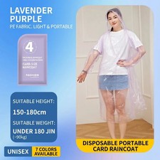 7Pack Of Disposable Adult Emergency Waterproof Rain Poncho Hiking Coat Hooded picture