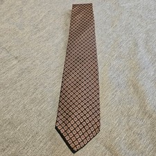 Christian Dior Tie Cravates Black Pink All Silk Necktie 57.5” USA VTG Flower Geo picture