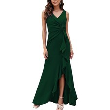 Womens Elegant Formal Evening Dress V Neck Sleeveless Split Prom Party Gown picture