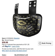 BOGO Shock Doctor Football Back Plate black/gold Youth OSFM Buy 1 Get 1 picture