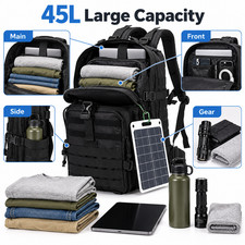 45L Tactical Backpack Waterproof Military Molle Rucksack + Solar Charger Panel picture