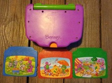 Vintage Barney Purple Dinosaur Interactive Laptop Mattel W/5 cartridges TESTED picture