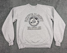Vintage University Of Hawaii Sweatshirt Women's Size L Gray Crewneck Made in USA picture
