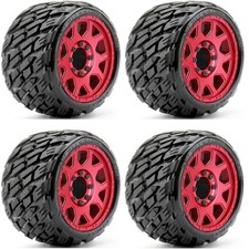 Powerhobby 1/8 SGT 3.8 Rockform Belted Mounted Tires Red (4) Low Profile picture