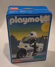 Vintage Playmobil 3986 Police Officer & Motorcycle Sealed Nice Box picture
