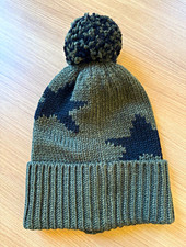 Coach Knit Beanie Hat Camo Green/Black Pom-Pom One Size Men's picture