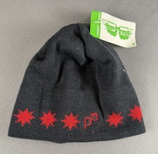 Vintage Burton Snowboards Beanie Black Red Made in Canada 100% Acrylic Y2K picture