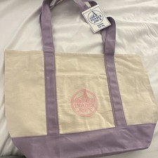 DISCONTINUED Viral Trader Joe’s Lavender Canvas Tote - Pink Logo - SOLD OUT  picture