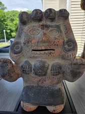 Vintage Pre Columbian Style Pottery Figure Folk Art Statue Effigy Bank 13.5